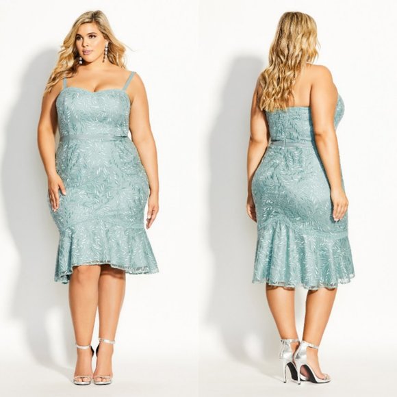 City Chic Dresses & Skirts - New CITY CHIC Vine Embroidery Dress - seafoam 16